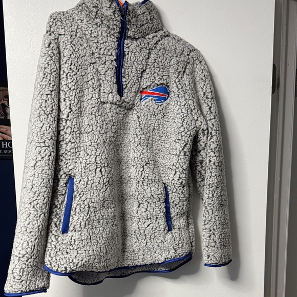 BUFFALO BILLS NFL team apparel Gray Sherpa Pullover - Picture 1 of 4